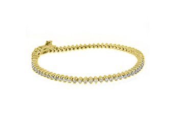 WOMENS DIAMOND TENNIS LINK BRACELET 3.11 CARAT ROUND CUT PRONG 14KT YELLOW GOLD
