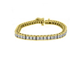 WOMENS SQUARE DIAMOND BOX TENNIS BRACELET 7.54 CARAT 14KT YELLOW GOLD 7" INCH