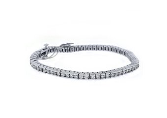 WOMENS DIAMOND TENNIS LINK BRACELET 3.81 CARAT ROUND CUT BOX 14KT WHITE GOLD 7"