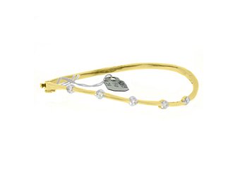 WOMENS DIAMOND BANGLE TENNIS BRACELET 3/4 CARAT ROUND CUT 14KT YELLOW GOLD 7"