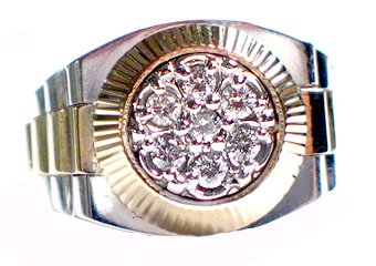 MENS .70CT BRILLIANT ROUND CUT SHAPE DIAMOND RING 14K YELLOW WHITE TWO TONE GOLD