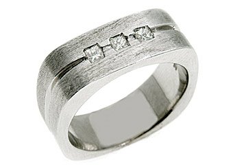 MENS 1/3 CARAT PRINCESS SQUARE CUT DIAMOND RING WEDDING BAND 14KT WHITE GOLD