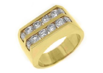MENS 2.58 CARAT BRILLIANT ROUND CUT DIAMOND RING WEDDING BAND 14KT YELLOW GOLD