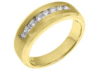 MENS .63 CARAT BRILLIANT ROUND CUT DIAMOND RING WEDDING BAND 14KT YELLOW GOLD