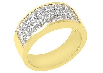 MENS 2.39 CARAT PRINCESS SQUARE SHAPE DIAMOND RING WEDDING BAND 18KT YELLOW GOLD