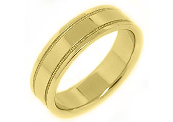 MENS WEDDING BAND ENGAGEMENT RING 14KT YELLOW GOLD HIGH GLOSS FINISH 6mm