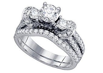 WOMENS DIAMOND ENGAGEMENT RING WEDDING BAND BRIDAL SET ROUND CUT 1.51 CARAT