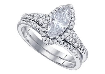 WOMENS MARQUISE CUT DIAMOND ENGAGEMENT HALO RING WEDDING BAND BRIDAL SET 2.5 CTS