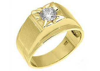 MENS 3/4 CARAT SOLITAIRE ROUND CUT DIAMOND RING WEDDING BAND 14KT YELLOW GOLD