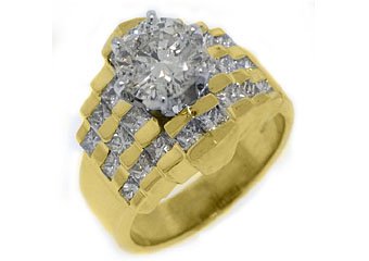 3 CARAT WOMENS DIAMOND ENGAGEMENT WEDDING RING ROUND PRINCESS CUT YELLOW GOLD