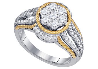 WOMENS BRILLIANT ROUND CUT DIAMOND ENGAGEMENT RING TWO TONE GOLD 1.11 CARATS