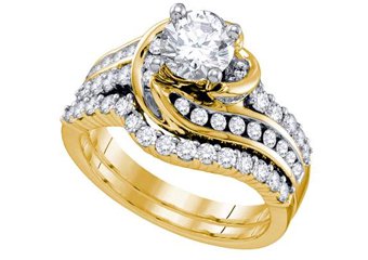 WOMENS DIAMOND ENGAGEMENT RING WEDDING BAND BRIDAL SET 1.75 CARAT ROUND CUT