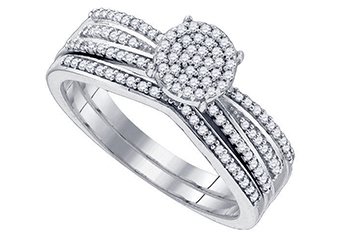 WOMENS DIAMOND PROMISE RING WEDDING BAND BRIDAL SET ROUND CUT .33CT MICRO PAVE