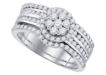 WOMENS DIAMOND ENGAGEMENT HALO RING WEDDING BAND BRIDAL SET ROUND CUT 1.12 CARAT
