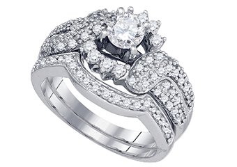 WOMENS DIAMOND ENGAGEMENT RING WEDDING BAND BRIDAL SET ROUND CUT 1 CARAT 14K