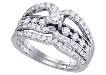 WOMENS DIAMOND ENGAGEMENT RING WEDDING BAND BRIDAL SET ROUND CUT .93 CARAT
