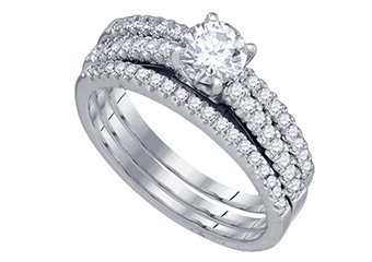 WOMENS DIAMOND ENGAGEMENT RING WEDDING BAND BRIDAL SET ROUND CUT 1 CARAT
