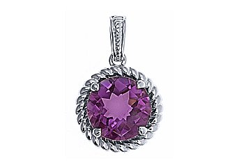4 CARAT CHECK TOP AMETHYST BRILLIANT ROUND CUT PENDANT 11mm 925 STERLING SILVER