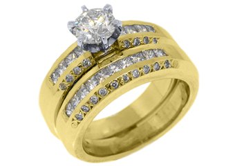 2.15CT WOMENS DIAMOND ENGAGEMENT RING WEDDING BAND BRIDAL SET ROUND YELLOW GOLD