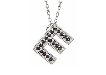 .42CT SAPPHIRE ROUND CUT LETTER E ALPHABET PENDANT w/ CHAIN 925 STERLING SILVER
