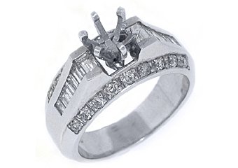 1.12 CARAT WOMENS DIAMOND ENGAGEMENT RING SEMI-MOUNT BAGUETTE CUT WHITE GOLD