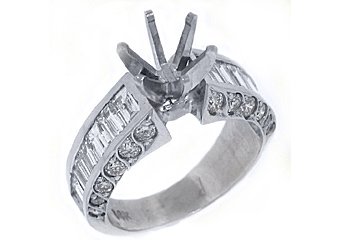 2.58 CARATS WOMENS DIAMOND ENGAGEMENT RING SEMI-MOUNT BAGUETTE CUT WHITE GOLD