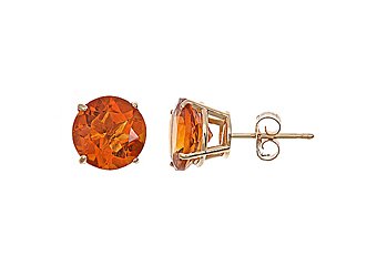 5.5 CARAT CITRINE STUD EARRINGS 9mm ROUND 14KT YELLOW GOLD NOVEMBER BIRTH STONE