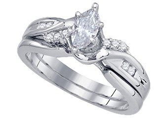 WOMENS DIAMOND ENGAGEMENT RING WEDDING BAND BRIDAL SET MARQUISE CUT .50 CARATS