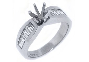 .70 CARAT WOMENS DIAMOND ENGAGEMENT RING SEMI-MOUNT BAGUETTE CUT WHITE GOLD