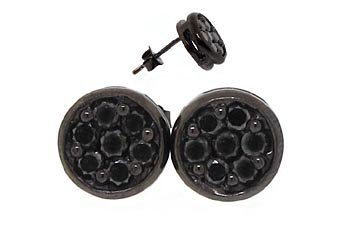 1.35 CARAT BLACK DIAMOND STUD EARRINGS ROUND SHAPE GOLD SILVER