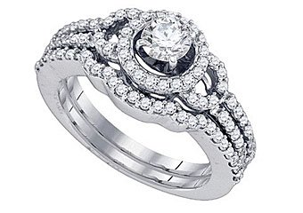 WOMENS DIAMOND ENGAGEMENT RING WEDDING BAND BRIDAL SET ROUND CUT 1.04 CARAT