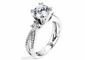 WOMENS DIAMOND ENGAGEMENT RING BRILLIANT ROUND 1.34 CARATS 14KT WHITE GOLD
