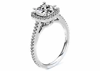 WOMENS DIAMOND ENGAGEMENT HALO RING PRINCESS SQUARE CUT 1.4 CARAT 14K WHITE GOLD