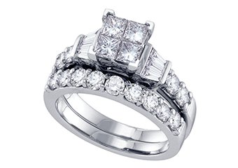 WOMENS DIAMOND ENGAGEMENT RING WEDDING BAND BRIDAL SET PRINCESS CUT INVISIBLE