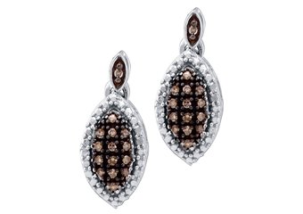 .30 CARAT MARQUISE SHAPE BROWN CHAMPAGNE DIAMOND DANGLE EARRINGS WHITE GOLD