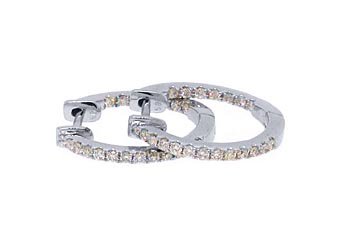 WOMENS 1/2 CARAT BRILLIANT ROUND CUT DIAMOND HOOP EARRINGS WHITE GOLD INSIDE OUT