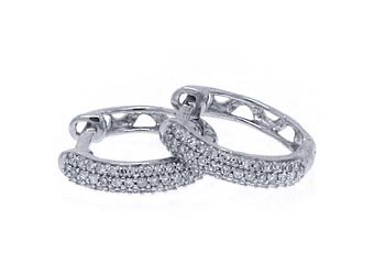 WOMENS 1/4 CARAT BRILLIANT ROUND CUT DIAMOND HOOP EARRINGS WHITE GOLD