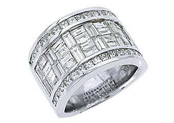 MENS 6.29 CARAT PRINCESS BAGUETTE CUT DIAMOND RING WEDDING BAND 18KT WHITE GOLD