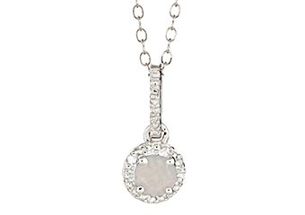 OPAL & DIAMOND HALO PENDANT STERLING SILVER ROUND .32 CARATS CABLE CHAIN