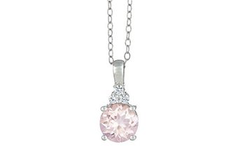 MORGANITE & DIAMOND PENDANT 14K WHITE GOLD ROUND CUT 2.11 CARATS CABLE CHAIN