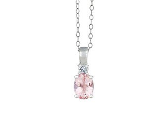 MORGANITE & DIAMOND PENDANT 14K WHITE GOLD 1.20 CARATS w/ CABLE CHAIN