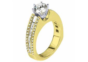 WOMENS DIAMOND ENGAGEMENT RING ROUND CUT 2.11 CARAT 14K YELLOW GOLD