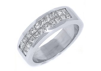 1.4CT WOMENS PRINCESS SQUARE CUT INVISIBLE DIAMOND RING WEDDING BAND WHITE GOLD