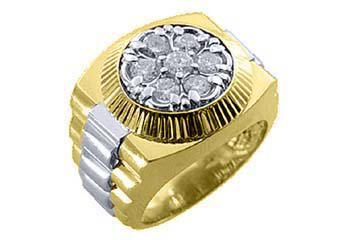 MENS 2 CARAT BRILLIANT ROUND CUT SHAPE DIAMOND RING 14K YELLOW WHITE GOLD