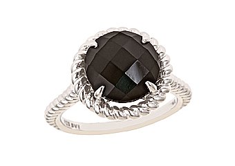 WOMENS BLACK AGATE RING 5.12 CARAT CHECK TOP 11mm ROUND 925 STERLING SILVER