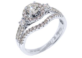 1.40 CARAT WOMENS DIAMOND ENGAGEMENT HALO RING BRILLIANT ROUND CUT WHITE GOLD
