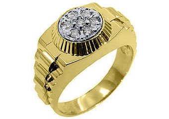 MENS .45CT BRILLIANT ROUND CUT SHAPE DIAMOND RING 14KT YELLOW GOLD