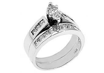 1.25CT WOMENS MARQUISE CUT DIAMOND ENGAGEMENT RING WEDDING BAND SET WHITE GOLD