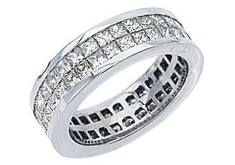 WOMENS DIAMOND ETERNITY BAND WEDDING RING SQUARE PRINCESS 3.5 CARAT 950 PLATINUM