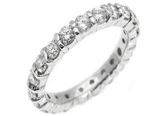 WOMENS DIAMOND ETERNITY BAND WEDDING RING ROUND CUT PRONG SET 950 PLATINUM